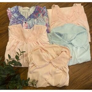 LOT OF 5🌸 ShadowLine Peignoir Lingerie Lace Robe Nylon Large Nightgown Pink